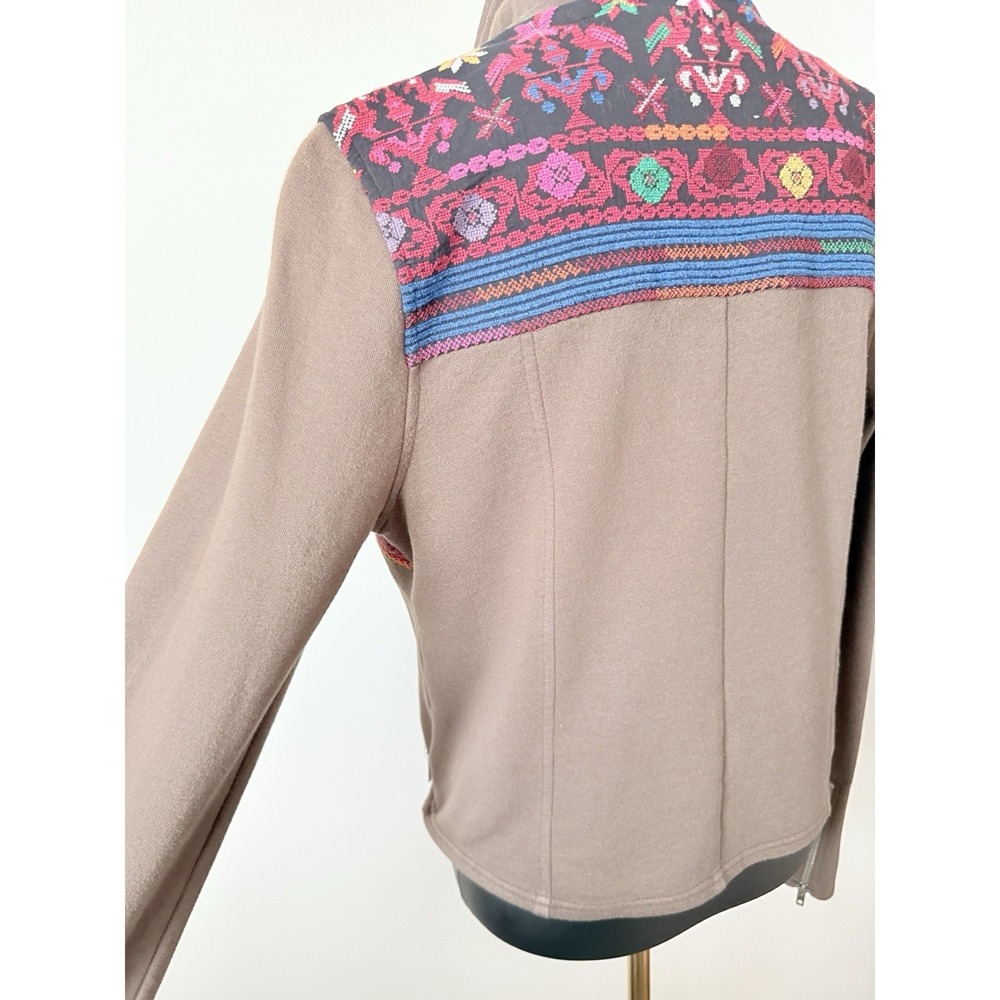 Ecote Women's L Embroidered Southwest Moto Zip Jacket Brown - Picture 16 of 16